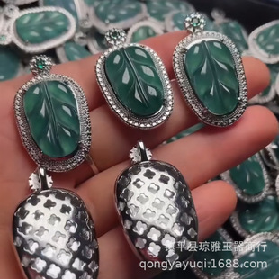 Small sweet potato popular natural blue water emerald Buddha Maitreya Buddha pendant necklace S925 silver plated platinum diamond accessories