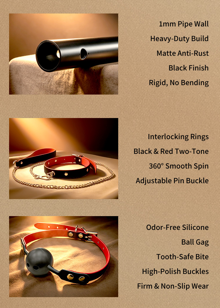 PU Leather Bondage Restraint Set with Detachable Cuffs and Mouth Ball Gag — detail image 20