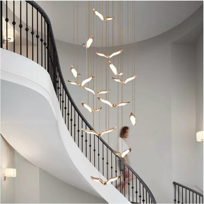 定制款北欧极简餐厅灯海鸥创意吊灯客厅灯全套灯家用照明装饰灯