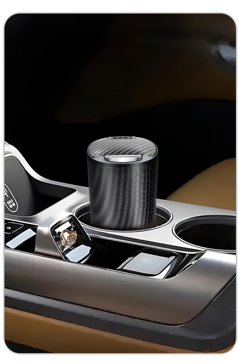 Car Ashtray with Light, One-Touch Opening, Alloy Inner Container, Anti-Fly Ash, In-Car Smoking Gadget