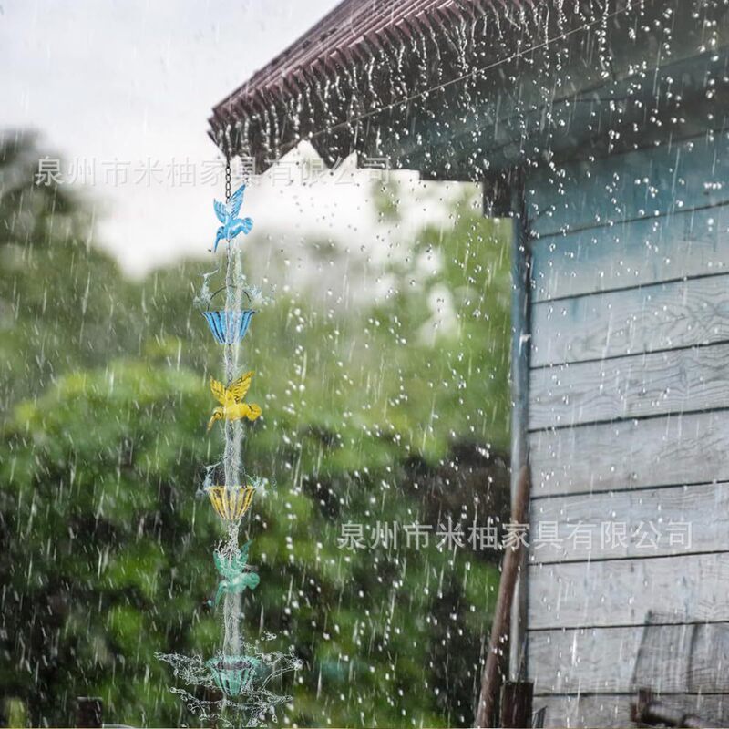 Cross-Border Amazon Walmart New Product Outdoor Hummingbird Rain Chain with Bell Rain Chain 2.4m Decorative Rain Guide Chains