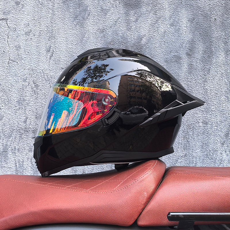 Casco integral transfronterizo DOT de la versión mejorada de LVS con doble lente para hombres, casco de seguridad universal para todas las estaciones para motociclistas femeninas, casco de motocicleta con doble lente.