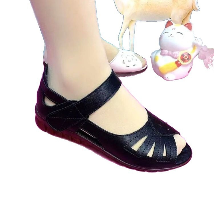 Sandalias de verano de explosión 06 nuevas zapatos de madre de tendón plano, zapatos de playa de mediana edad