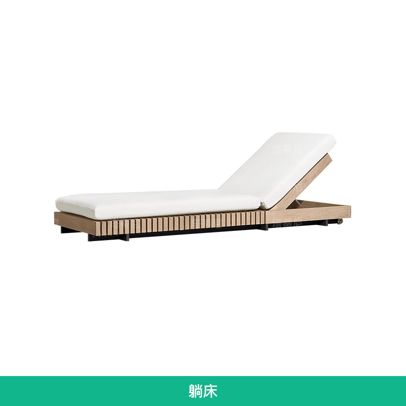 Conjunto de muebles de ocio para exteriores, sofá de teca para jardín, patio, terraza, hotel o villa, impermeable y resistente al sol. image 14