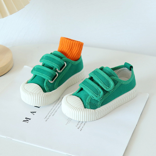 Children's shoes  new fashion children's canvas shoes Velcro soft bottom children's casual sneakers candy baby toddlers