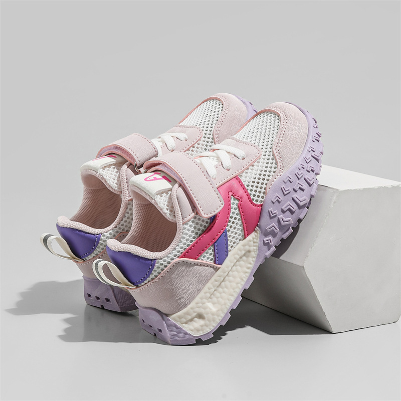 Nye åndbare børnesko med netoverflade, store børneløbesko med enkelt net, Agam net, piger_voghion.com