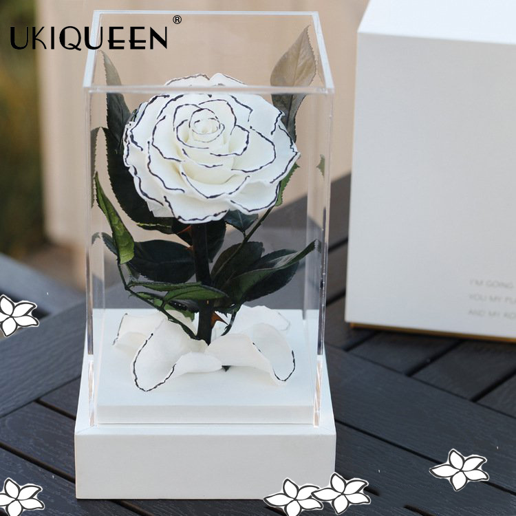 Eternal Flower Rose caja de regalo flores de acrílico transparente al por mayor de suministro directo transfronterizo Qixi regalo