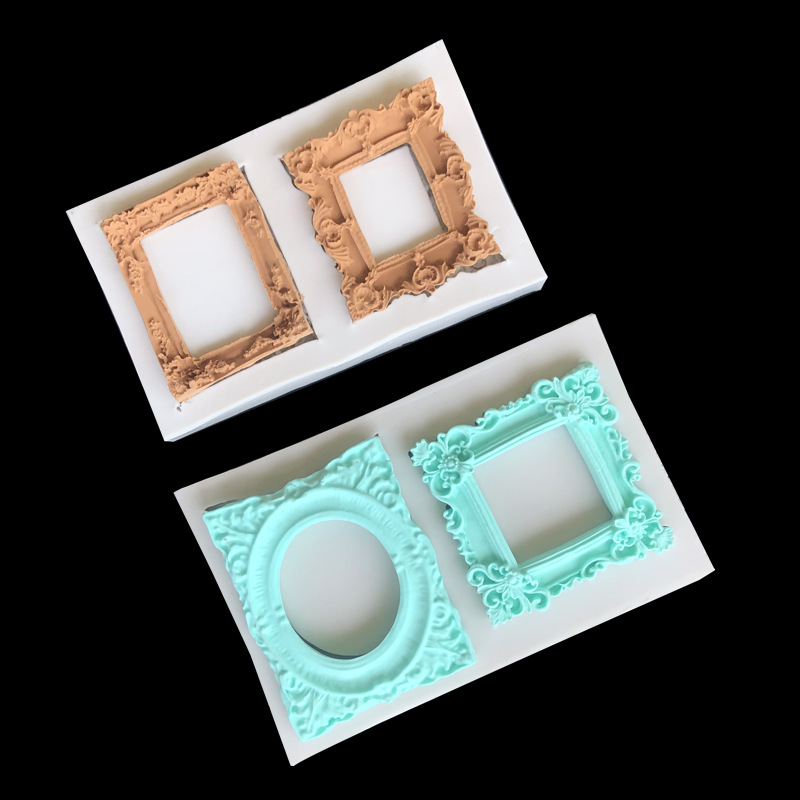 De estilo europeo en relieve patrón vintage decoración de la torta del molde fondant espejo marco seco ritmo de hornear molde de silicona de arcilla epoxi