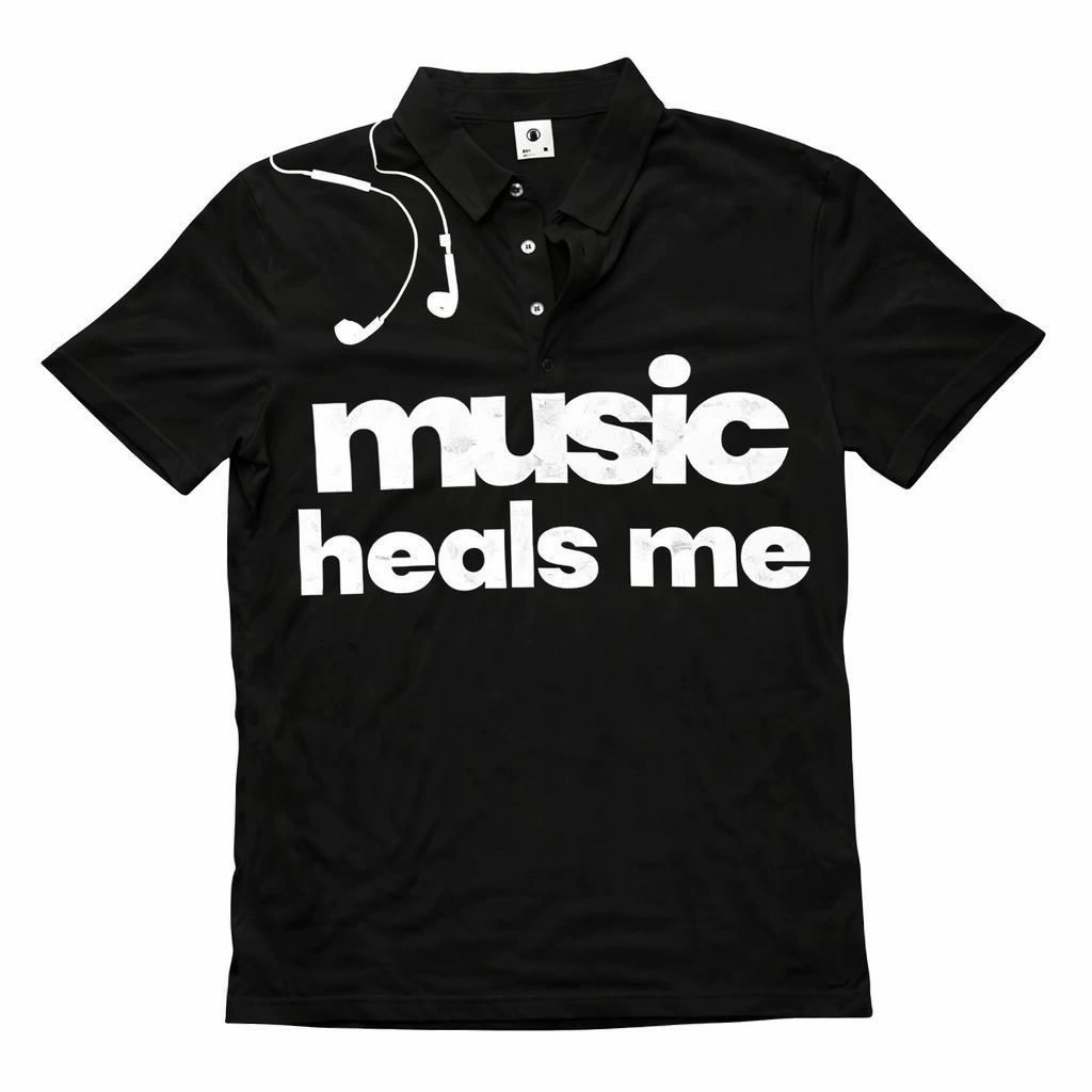 Поло Y2K с коротким рукавом «music heals me», принт, тёмный готический винтаж, белое