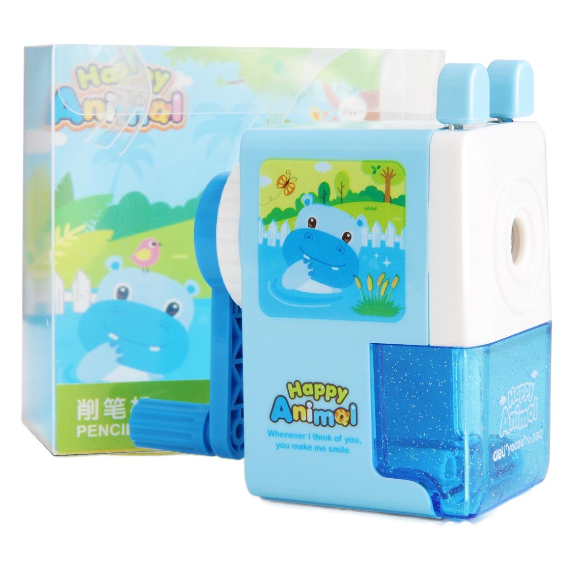 Deli 0642 de dibujos animados de mano sacapuntas Sacapuntas de lápiz Sacapuntas de mano