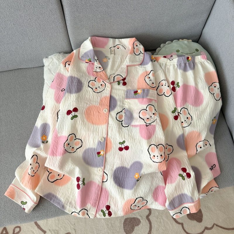 Al por mayor transfronterizo primavera y otoño dulce dibujos animados nubes de algodón pantalones de manga larga pijamas de niñas vestidos de hogar