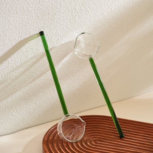 Long handle glass spoon large high temperature resistant high borosilicate soup spoon transparent seasoning spoon household transparent spoon oil hot oil spoon