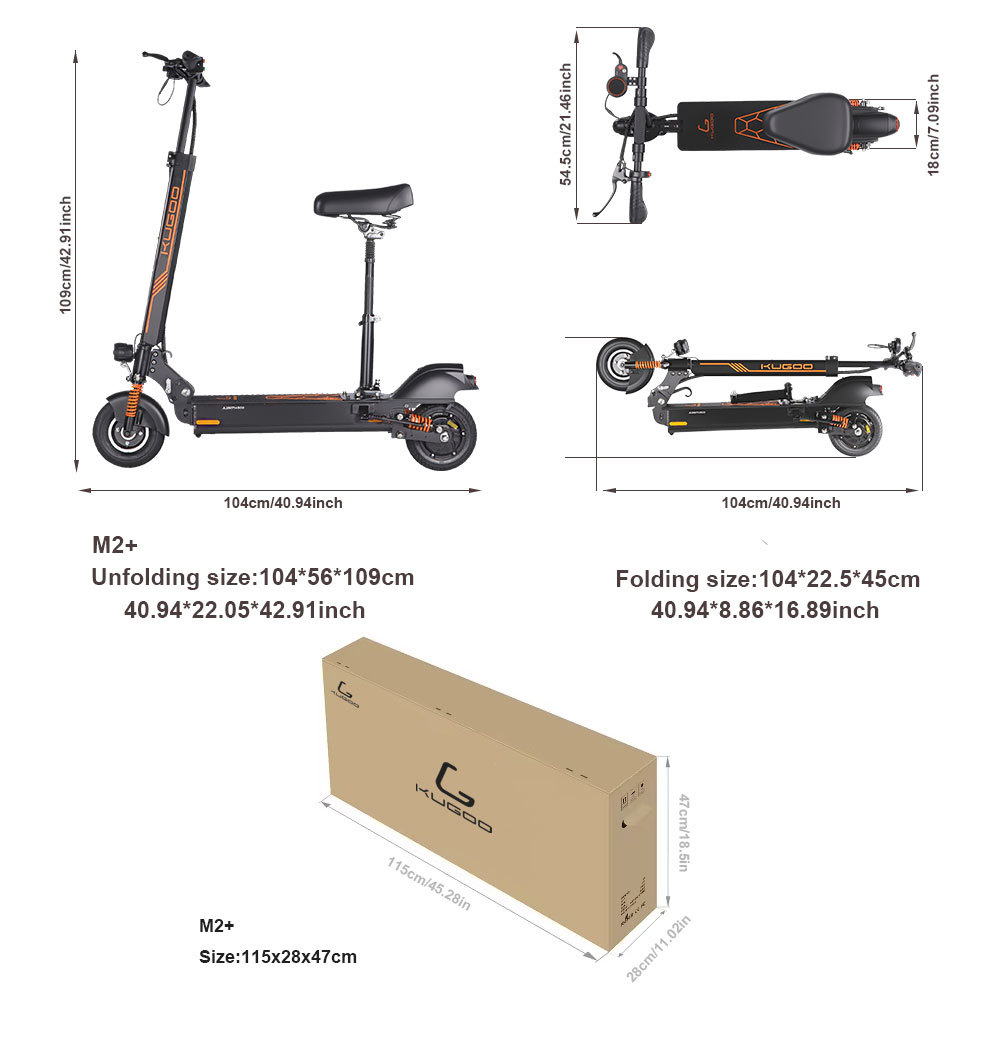 Kugoo M2 + Folding Electric Scooter with Seat 350W 25Km 35Km/H Speed