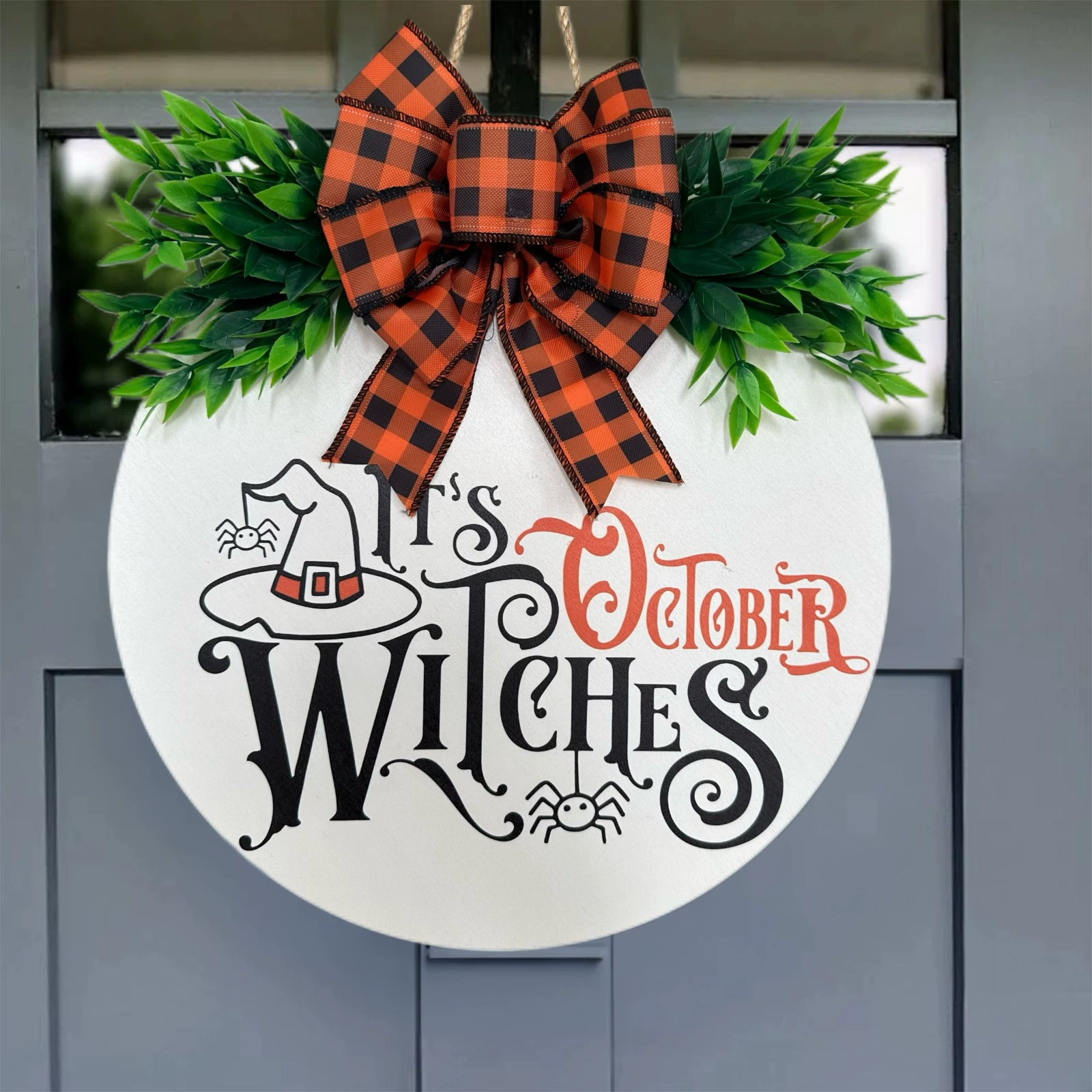 Трансграничные новые ведьмы осенние украшения Хэллоуин День благодарения шляпа клетчатый лук декоративный деревянный список