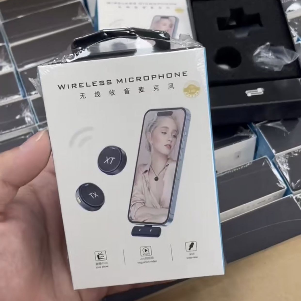 爆款M1无线领夹麦克风一拖二磁吸纽扣麦克风只能降噪直播录音话筒