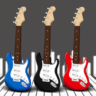 Cross-Border Playable Kidsren's Artificial Electric Guitar Toy Boys and Girls Bass Music Early Education 4-String 6-String Beginner Musical Instrument