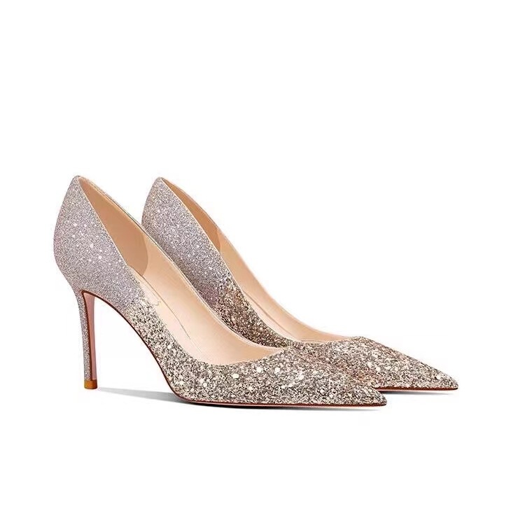 New bride [Dawn] champagne gold small size high heel shoes high-grade wedding shoes bridesmaid shoes 18-year-old adult ceremony