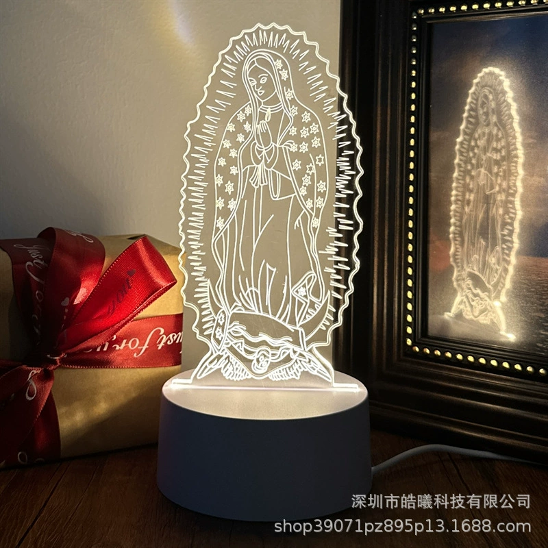 3D акриловая LED ночная лампа, креативная настольная лампа, варианты USB/батарея, Узор 1–19