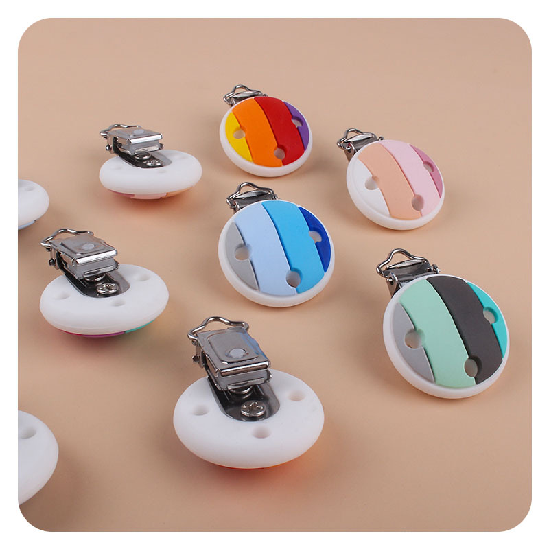 Nuevo bebé suministros calmante arco iris de silicona pezón anti-caída clip de cadena AliExpress Nuevo en Amazon