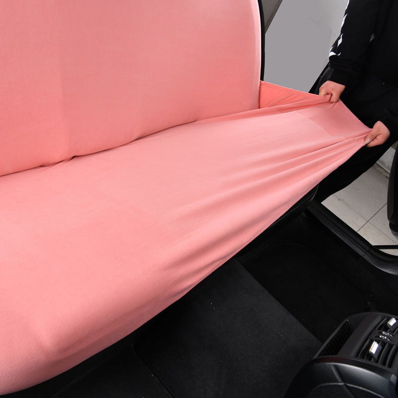 Thickened elastic car rear seat cover made of German velvet fabric, integrated backrest and seat cushion cover, suitable for all seasons