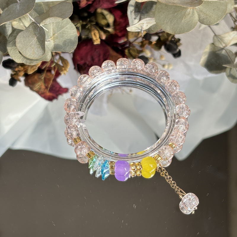 S069-익스플로딩 오렌지 핑크 비즈 팔찌#SZ554용