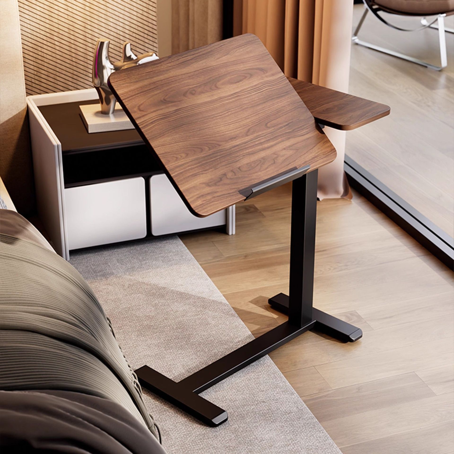 气动升降桌家用沙发边几可折叠翻转电脑桌移动床边桌站立式工作台