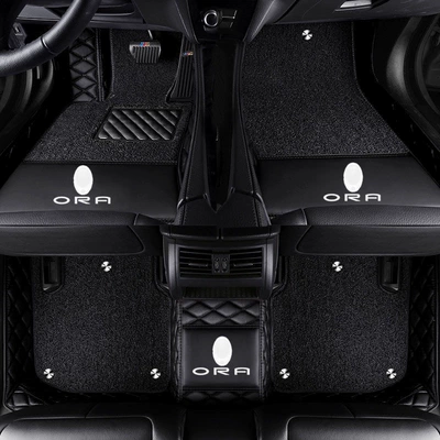 Cat, special full-coverage car floor mats — Modelə uyğun ayaqaltı - euleriq-double-layer-black-black-silk-loop