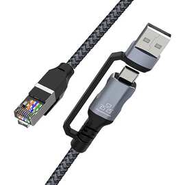 1个 颜色：图片色 材质：金属+编织线 Type-C USB-A转RJ45百兆网