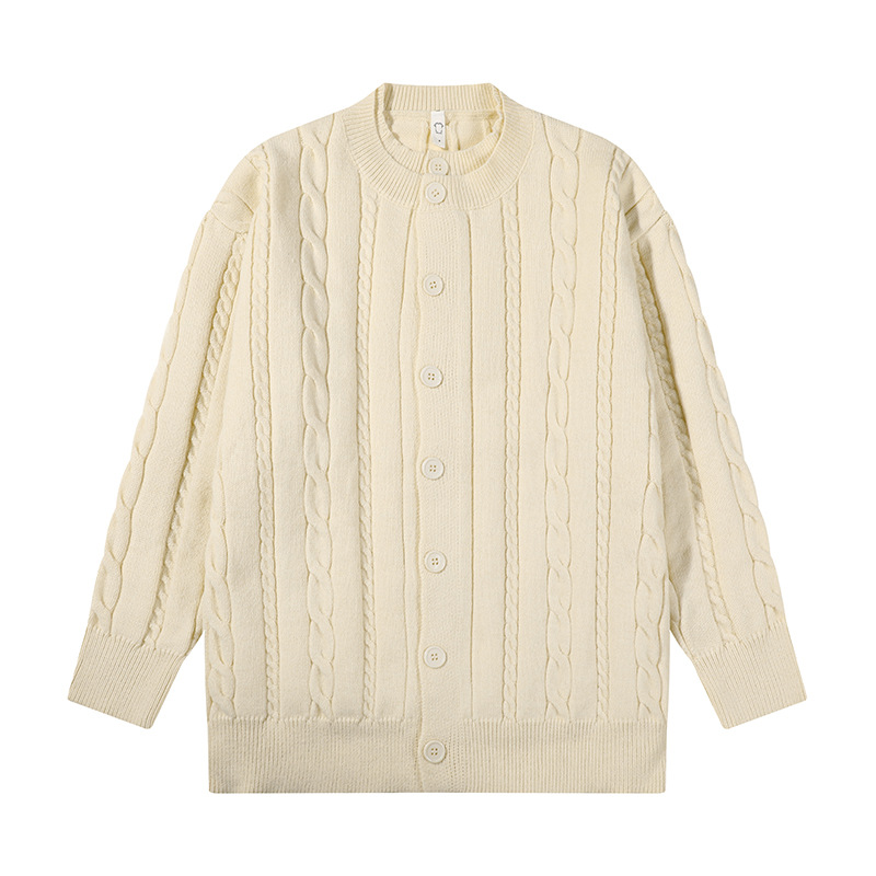 Herren-Zweiteiler-Strickpullover im Vintage-Stil mit Zopfmuster, hochwertiger Cardigan, altmodischer Herbst-Winter-Pullover_voghion.com