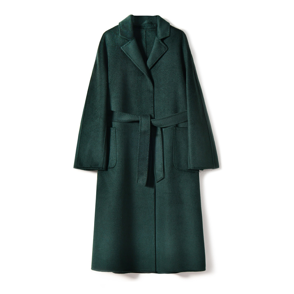 Autumn and Winter New Style m Brand Celebrity-Inspired High-Quality Double-Sided Woolen Coat with Water Ripple Pattern for Women