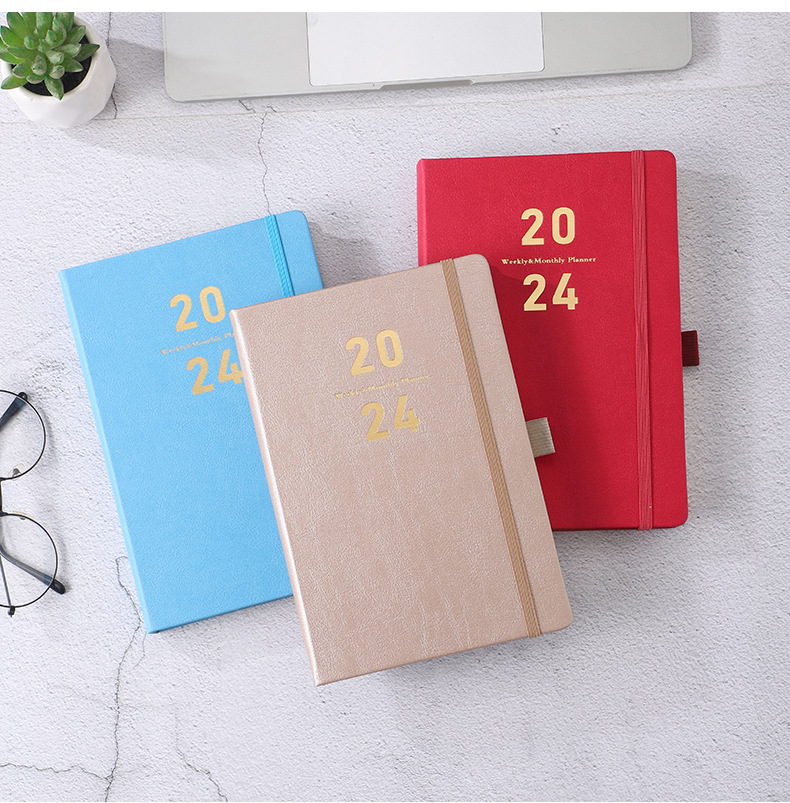 1 Piece Number Class Learning Imitation Leather Wood-free Paper Business Retro Notebook display picture 4