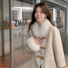 2024秋冬新款仿狐狸毛外套女加棉加厚名媛气质年轻款中长呢子大衣