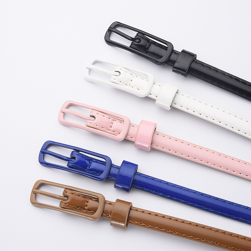 Cinturón Delgado de Colores Caramelos para Mujer de Imitación de Cuero con Hebilla de Aguja para Ropa Formal