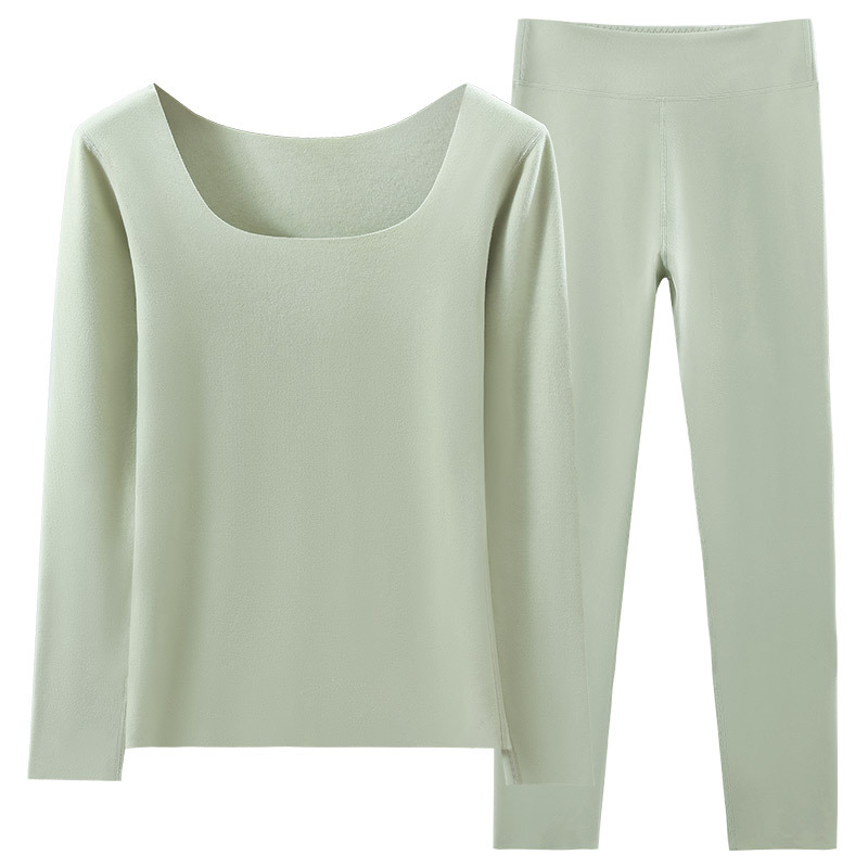Ropa interior térmica de las mujeres de otoño e invierno de terciopelo de calefacción antibacteriano engrosado bottoming ropa interior larga traje de ropa interior térmica traje