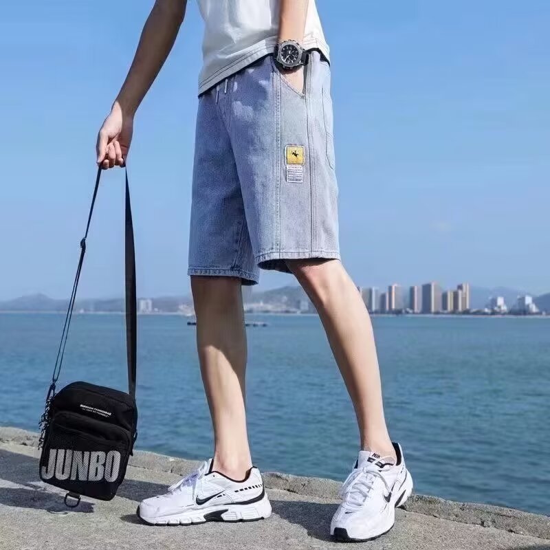 Pantalones vibe de la calle principal, ropa de moda para hombres, diseño de correas, jeans micro-up con cremallera, herramientas abiertas, pantalones de pierna recta