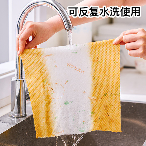 Foreign trade disposable rag thickened kitchen oil-absorbing tablecloth dry and wet scouring pad dishcloth lazy rag 75g
