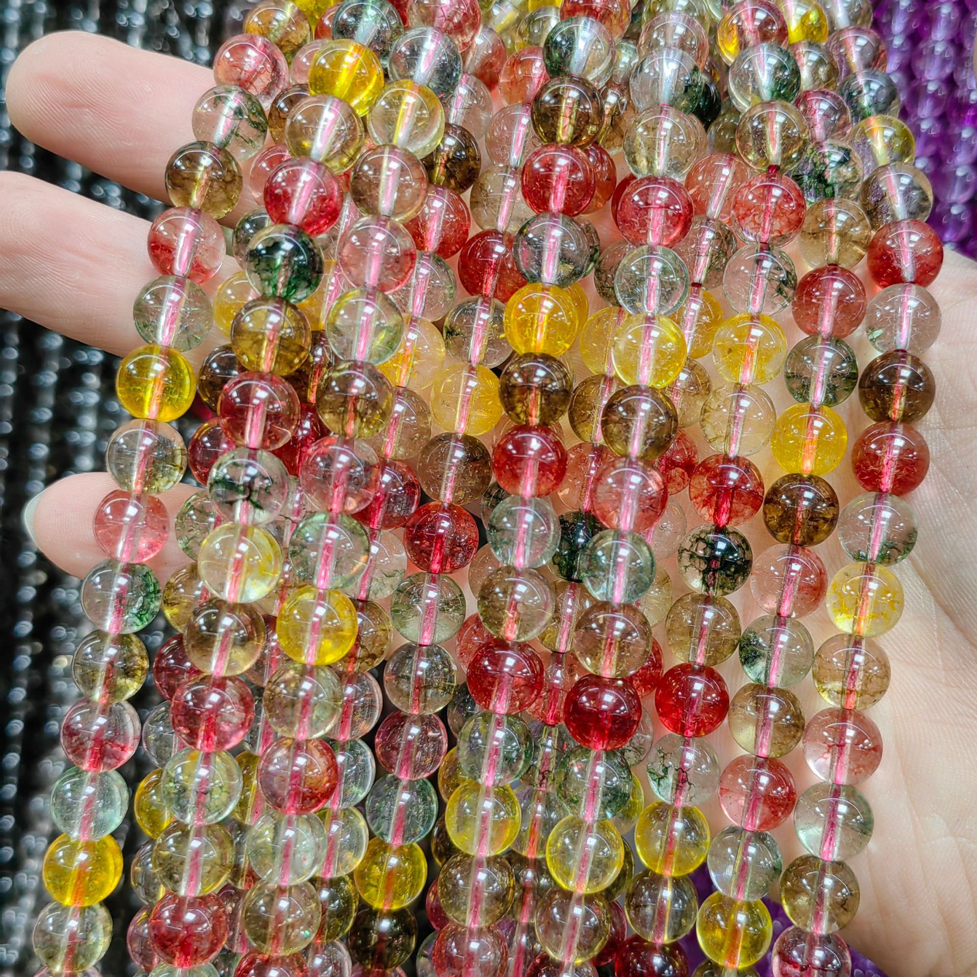 Vidrio de alta imitación cristal fantasma multicolor cuentas dispersas semiacabadas accesorios de joyería DIY cuentas hechas a mano al por mayor