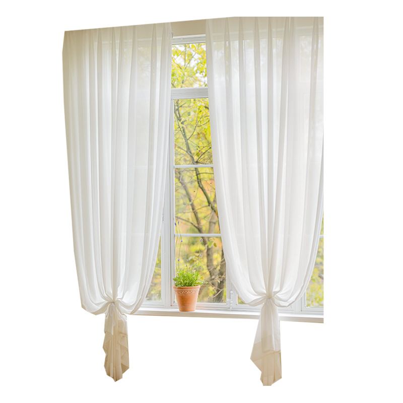 PK7J wholesale silk-like texture small texture jacquard sheer window curtain white gauze light-transmitting not people-permeable, very soft and smooth drape