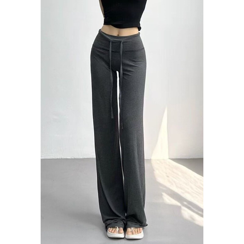 Soft and Drapey Rayon Fabric Summer High-Waisted Yoga Pilates Casual Sports Slimming Straight-Leg Yoga Pants for Women