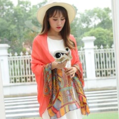 Spring and autumn beach towel long sun protection seaside silk scarf women's ethnic style cotton and linen beach voile scarf shawl wholesale