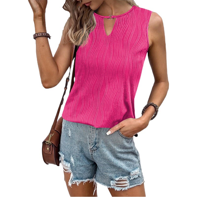 Top sin mangas para mujer, estilo europeo y americano, para Amazon, con cuello de agujero, informal de negocios, básico para verano 2025