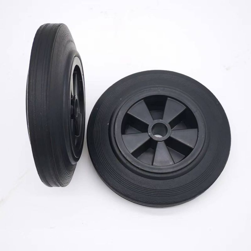 厂家直销8寸橡胶胶粉轮仓运车手推车小型板车实心轮垃圾桶脚轮