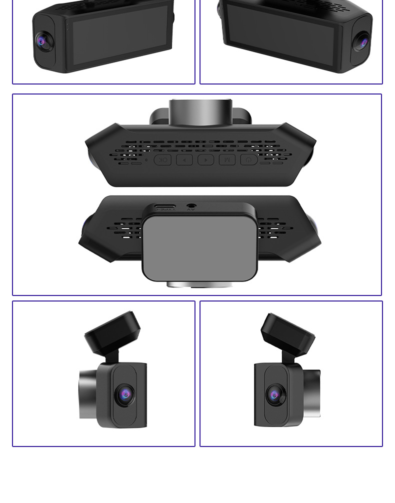 Four-channel dashcam, new 4K high-definition model, with WiFi 6, starlight night vision, and 360-degree recording ° Panoramic view with a wide-angle fisheye lens
