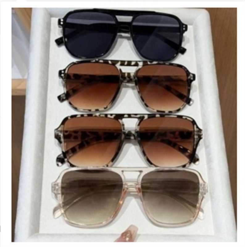 Gafas de sol vintage de doble puente, estilo transfronterizo, modernas y sencillas, con montura grande y lentes de estilo oceánico.