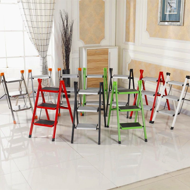 Aluminum and stainless steel thickened iron tube WBZ7 household foldable ladder step stool A-frame ladder wholesale three four five six steps
