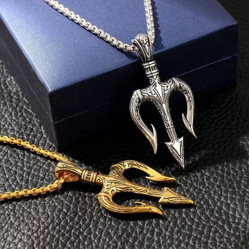Colar artesanal com o tridente dos super-heróis da DC para homens modernos, estilo europeu e americano, pingente exclusivo e estiloso._voghion.com