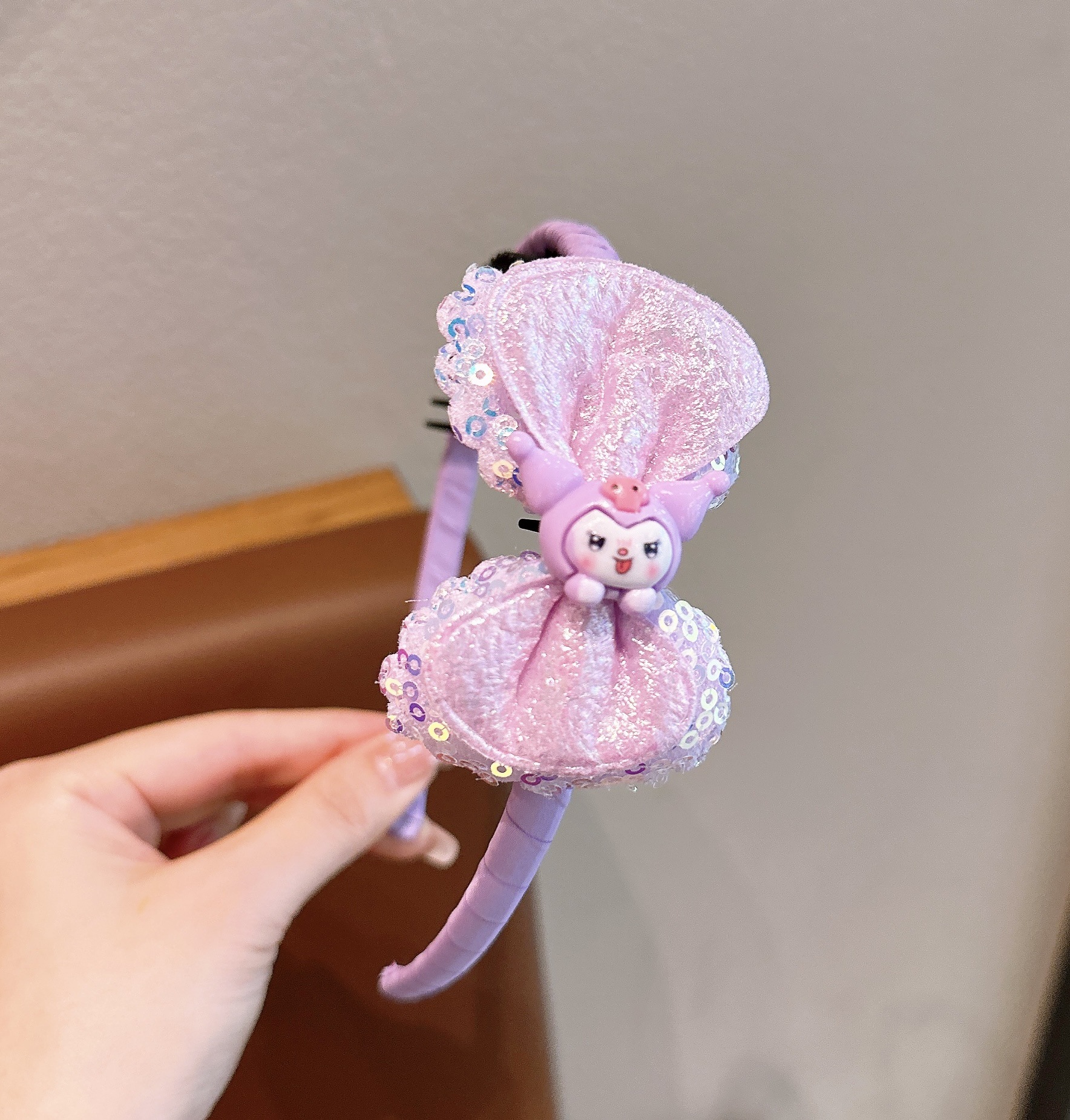 Diadema Kuromi púrpura para niños bebé linda diadema púrpura conjunto de clip de flequillo para niñas accesorios para el cabello