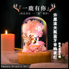 Wishing Stream Light Bottle Bluetooth Speaker Everlasting Flower Atmosphere Night Light Deer Roadside With You Romantic Goddess Day Gift