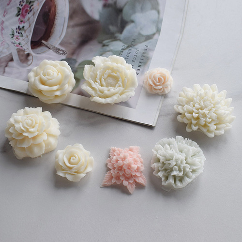 diy chrysanthemum carnation peony lotus valentine rose scented candle plaster handmade silicone mold