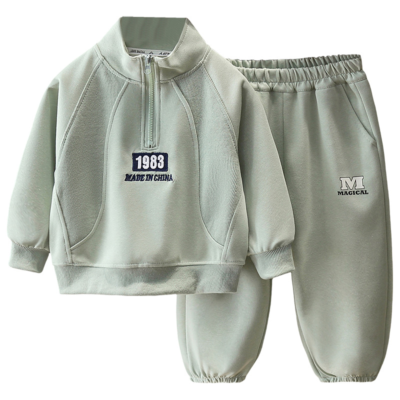 7844 traje de suéter de cuello alto para niños 2025 nueva primavera y otoño ropa para niños ropa deportiva fresca y hermosa primavera traje de dos piezas